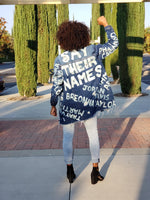 Load image into Gallery viewer, &quot;SAY THEIR NAMES&quot; Hand Bleached Women&#39;s Denim Jacket
