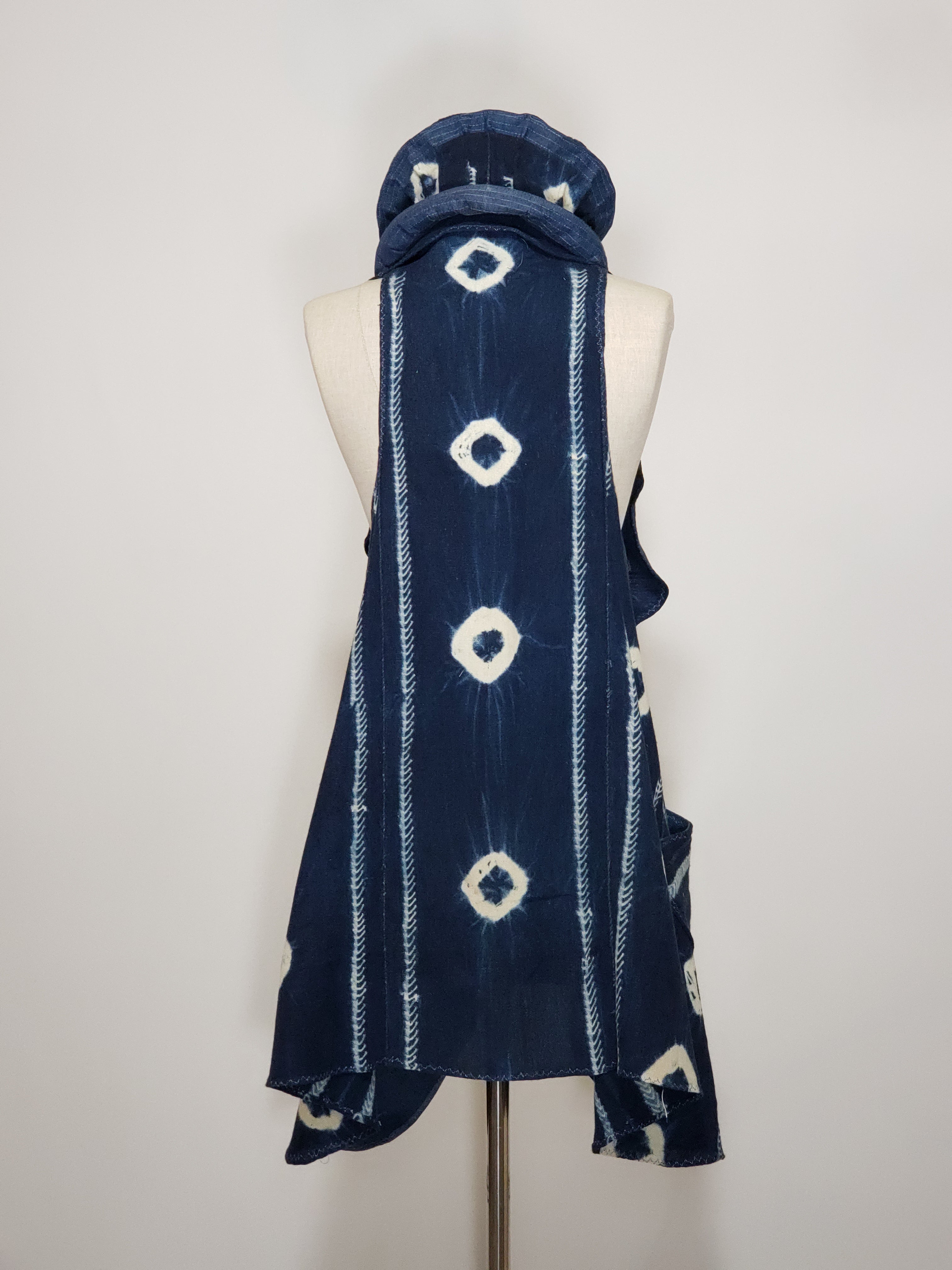 Blue Mud Cloth Hat & Vest Set