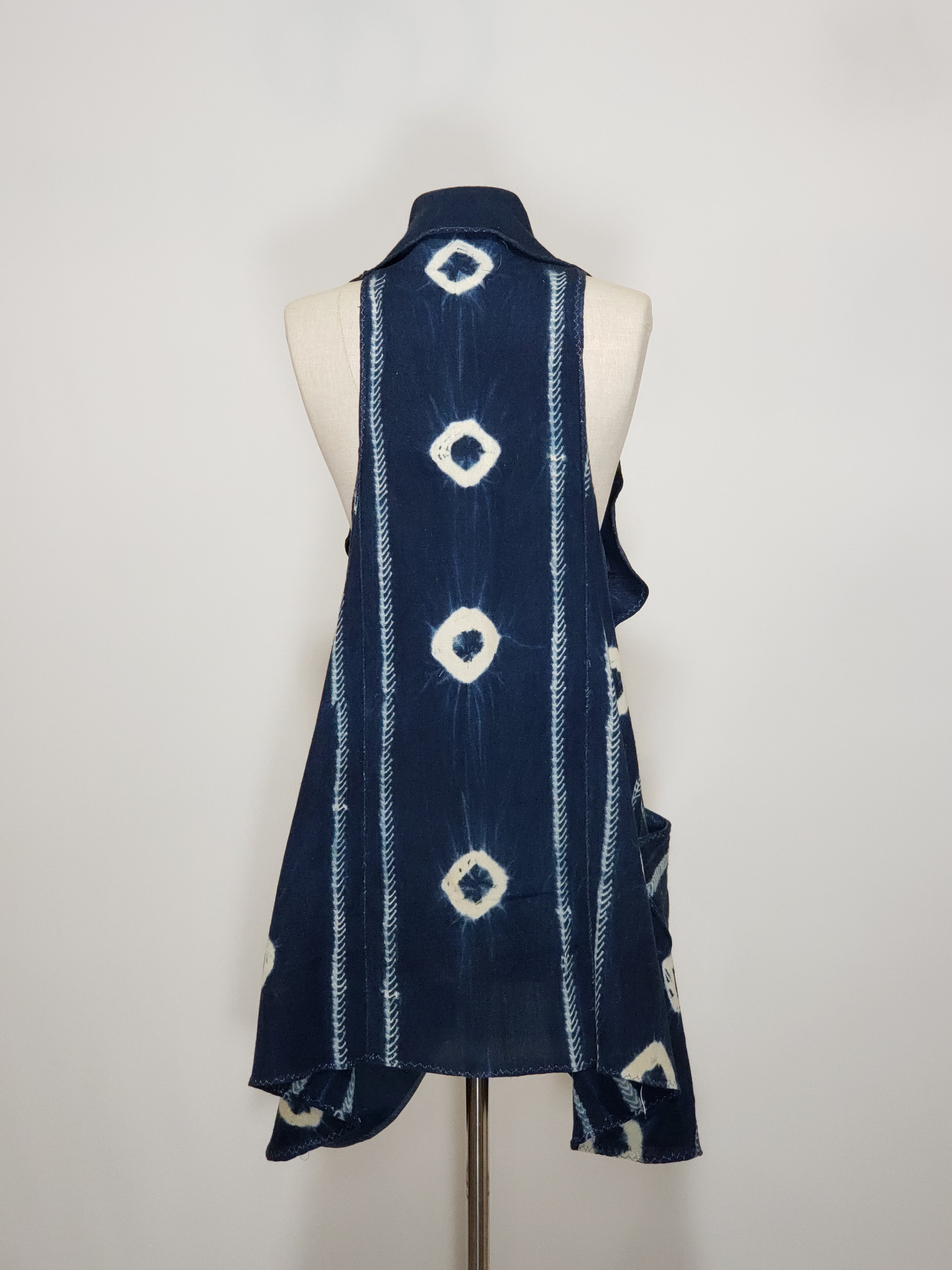 Blue Mud Cloth Hat & Vest Set