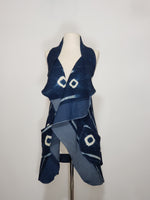 Load image into Gallery viewer, Blue Mud Cloth Hat &amp; Vest Set
