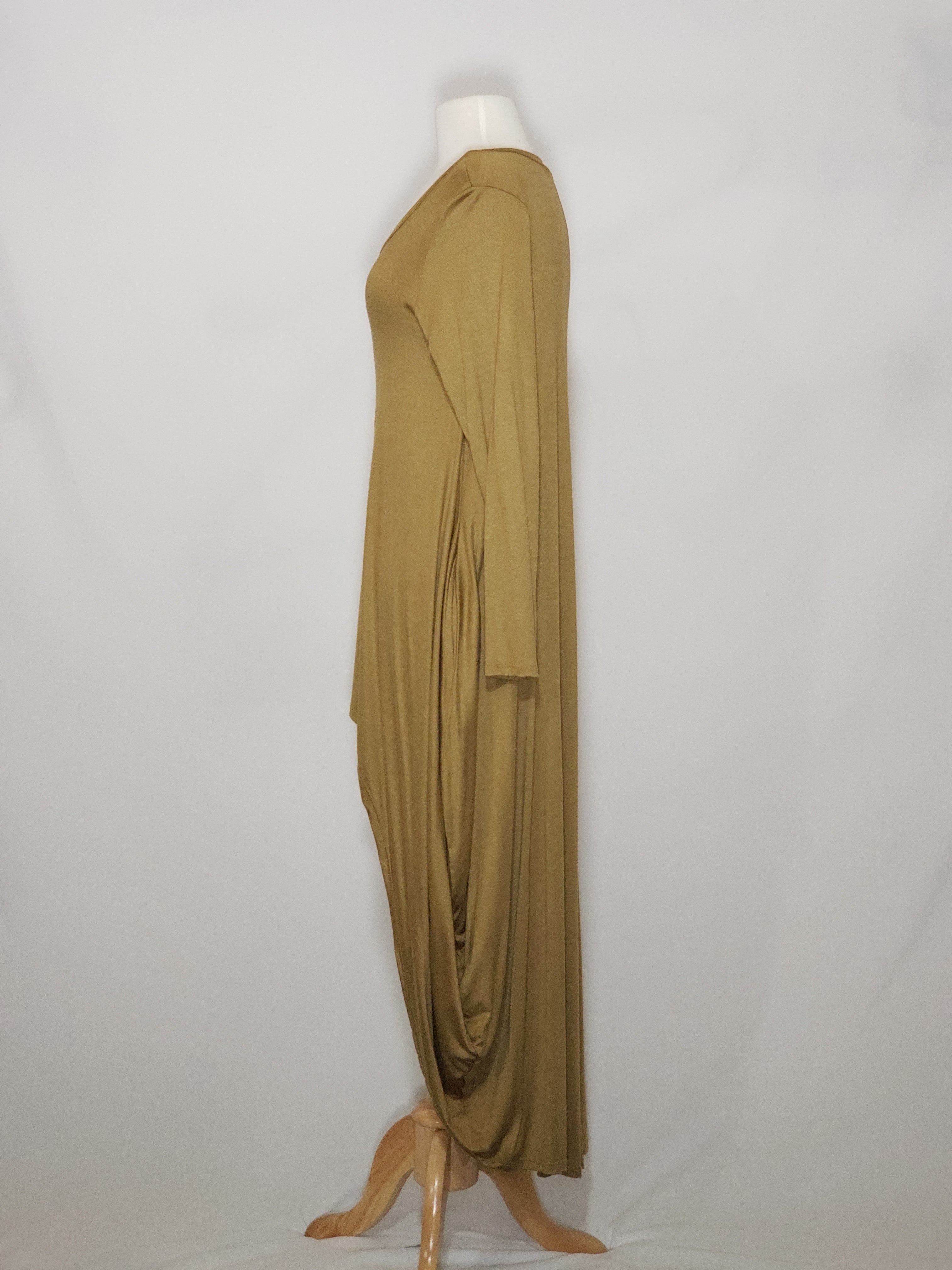 Long Sleeve High Low - Camel Brown/ Gold w/ pockets