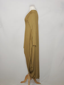 Long Sleeve High Low - Camel Brown/ Gold w/ pockets