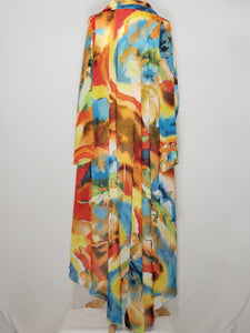 Long Sleeve High Low - Sheer Multi Color