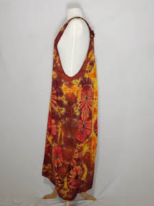Tie Dye Racer Back Dress- Yellow, Maroon, Red