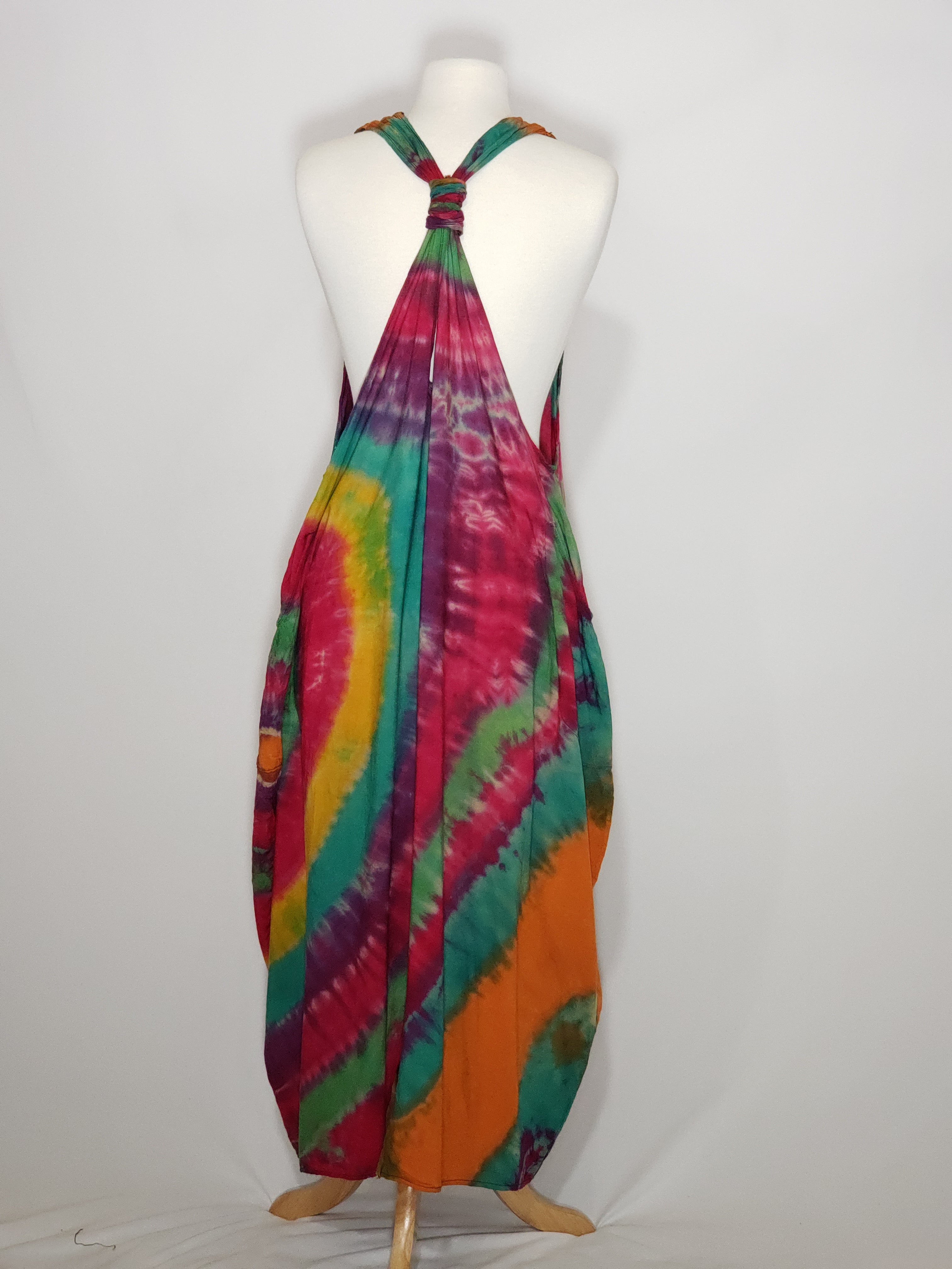 Tie Dye Racer Back Dress- Yellow, Green, Teal, Purple