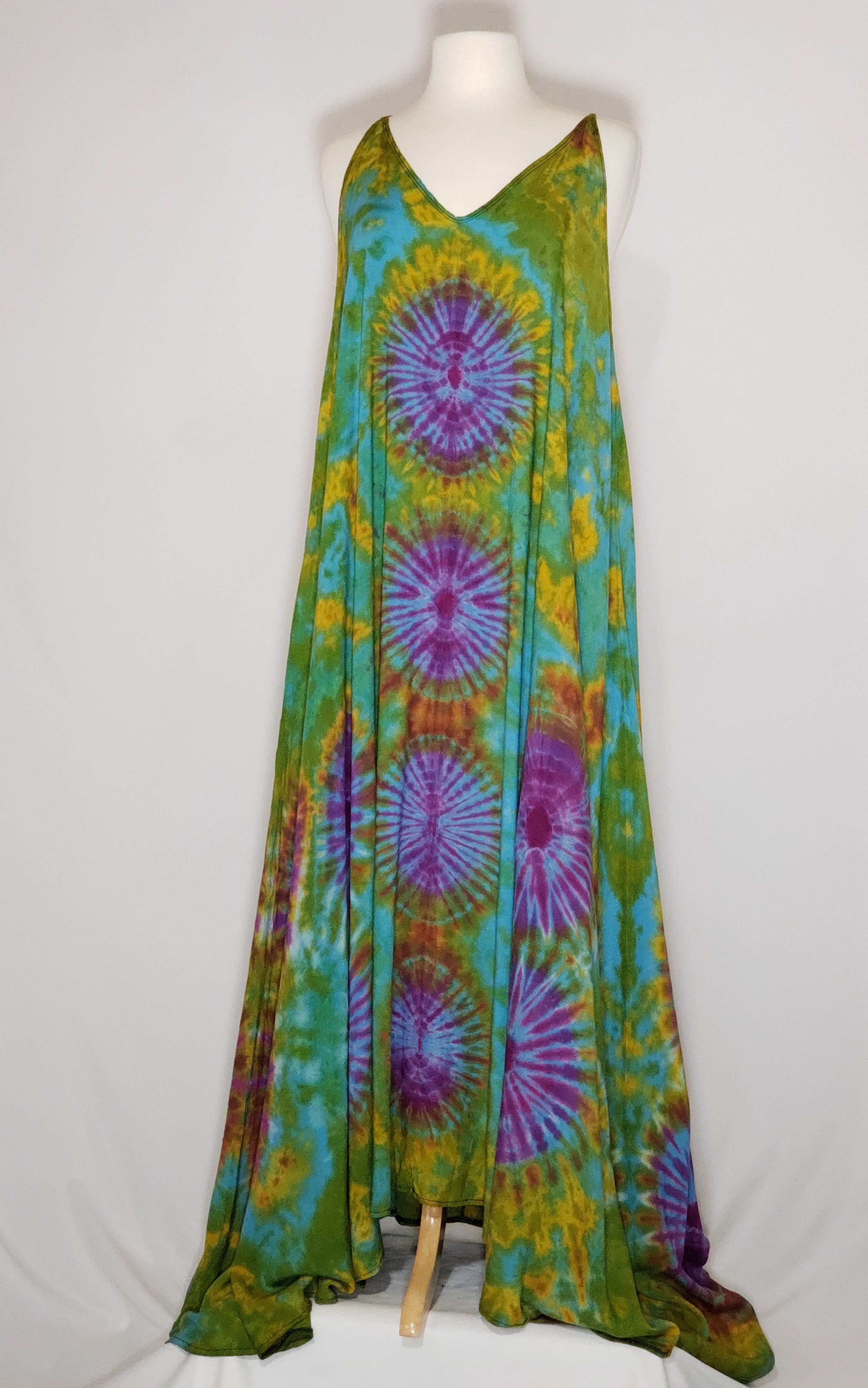 Tie Dye Maxi Dress- Green, Purple, Blue, Teal