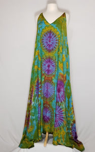 Tie Dye Maxi Dress- Green, Purple, Blue, Teal