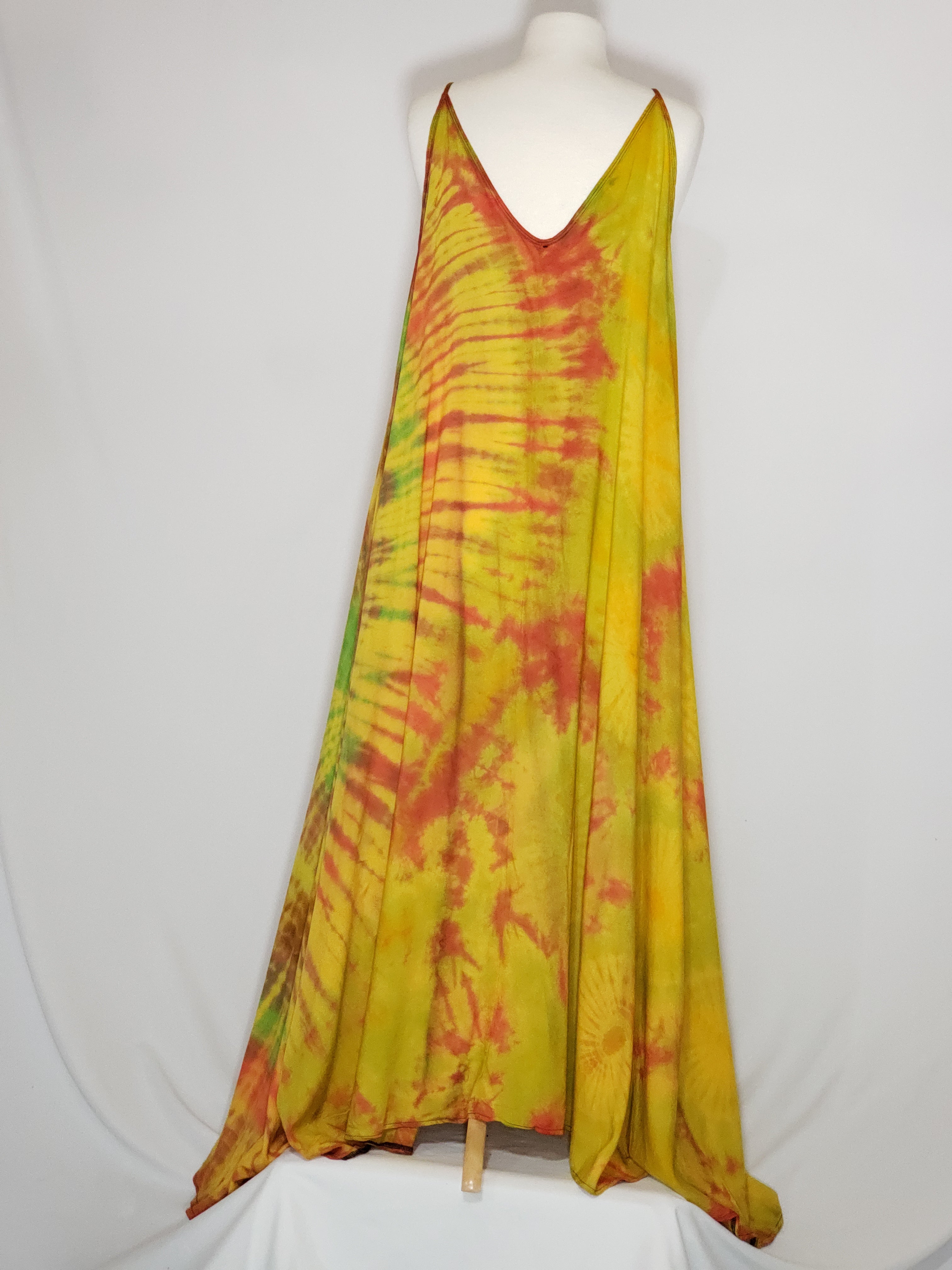 Tie Dye Maxi Dress- Yellow, Red, Green