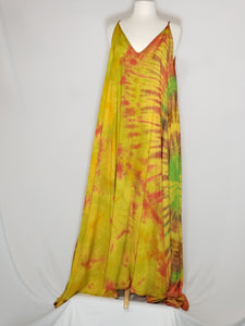 Tie Dye Maxi Dress- Yellow, Red, Green