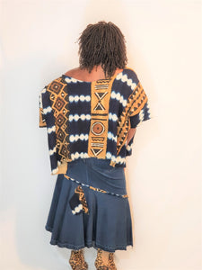 Brown Mud Cloth Shrug & Skirt Set