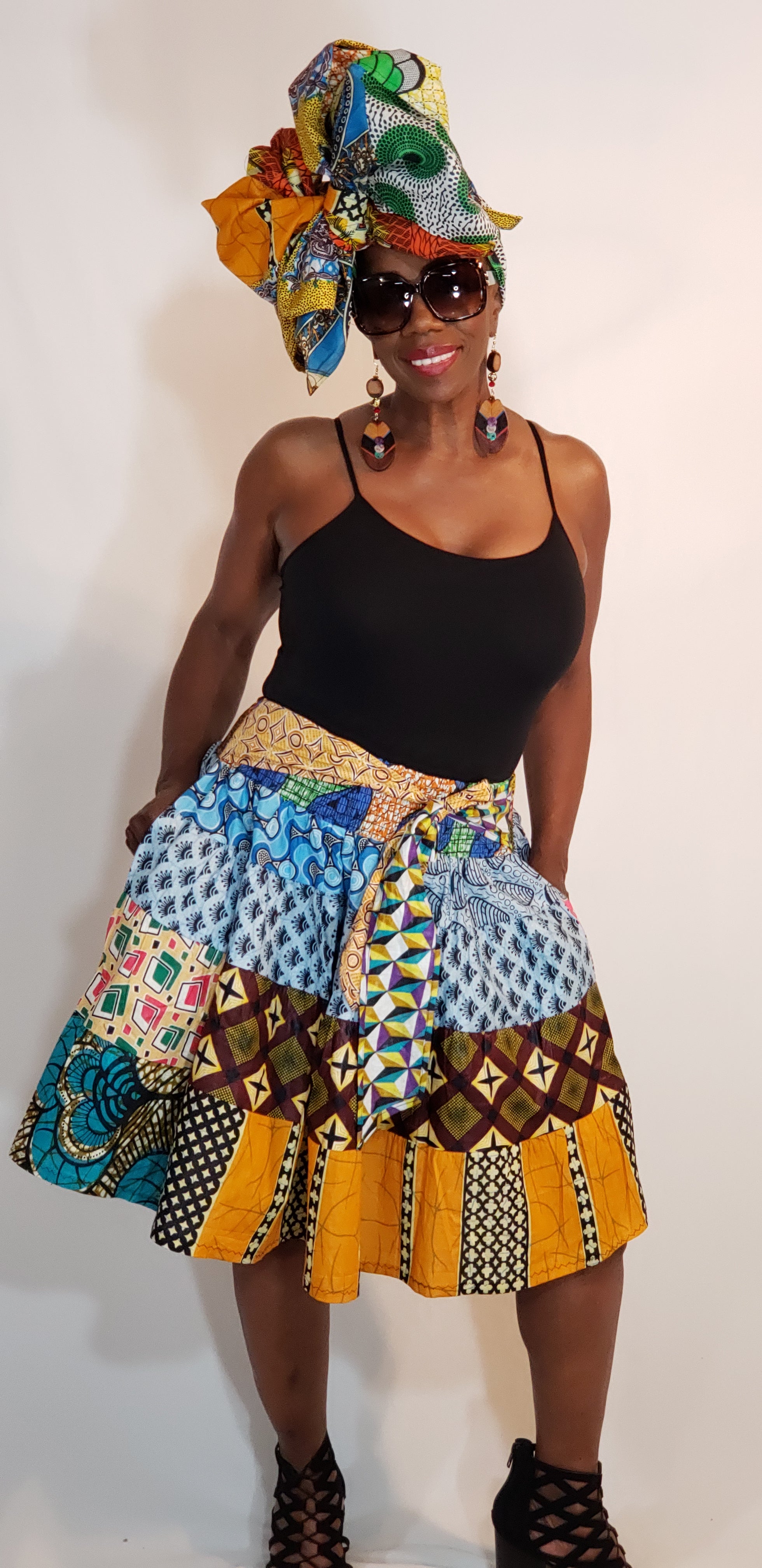 African Skirt - Short Skirt & Head Wrap