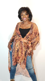 Load image into Gallery viewer, Kimono- Leopard, Brown, Orange
