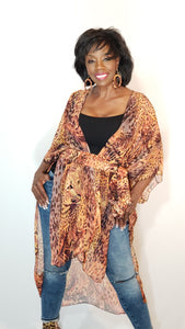 Kimono- Leopard, Brown, Orange