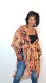Load image into Gallery viewer, Kimono- Leopard, Brown, Orange
