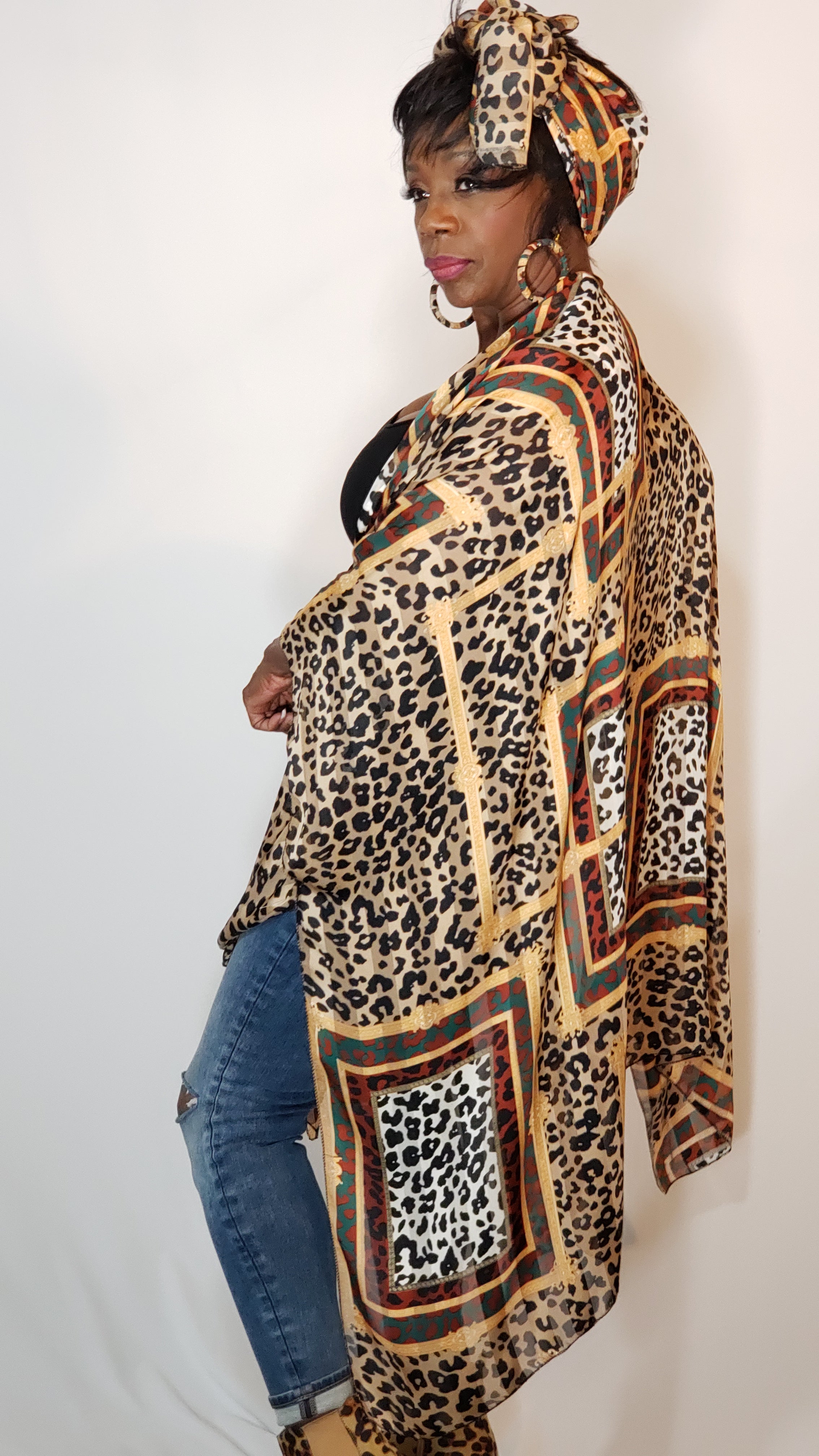 Kimono- Leopard, Brown, Black