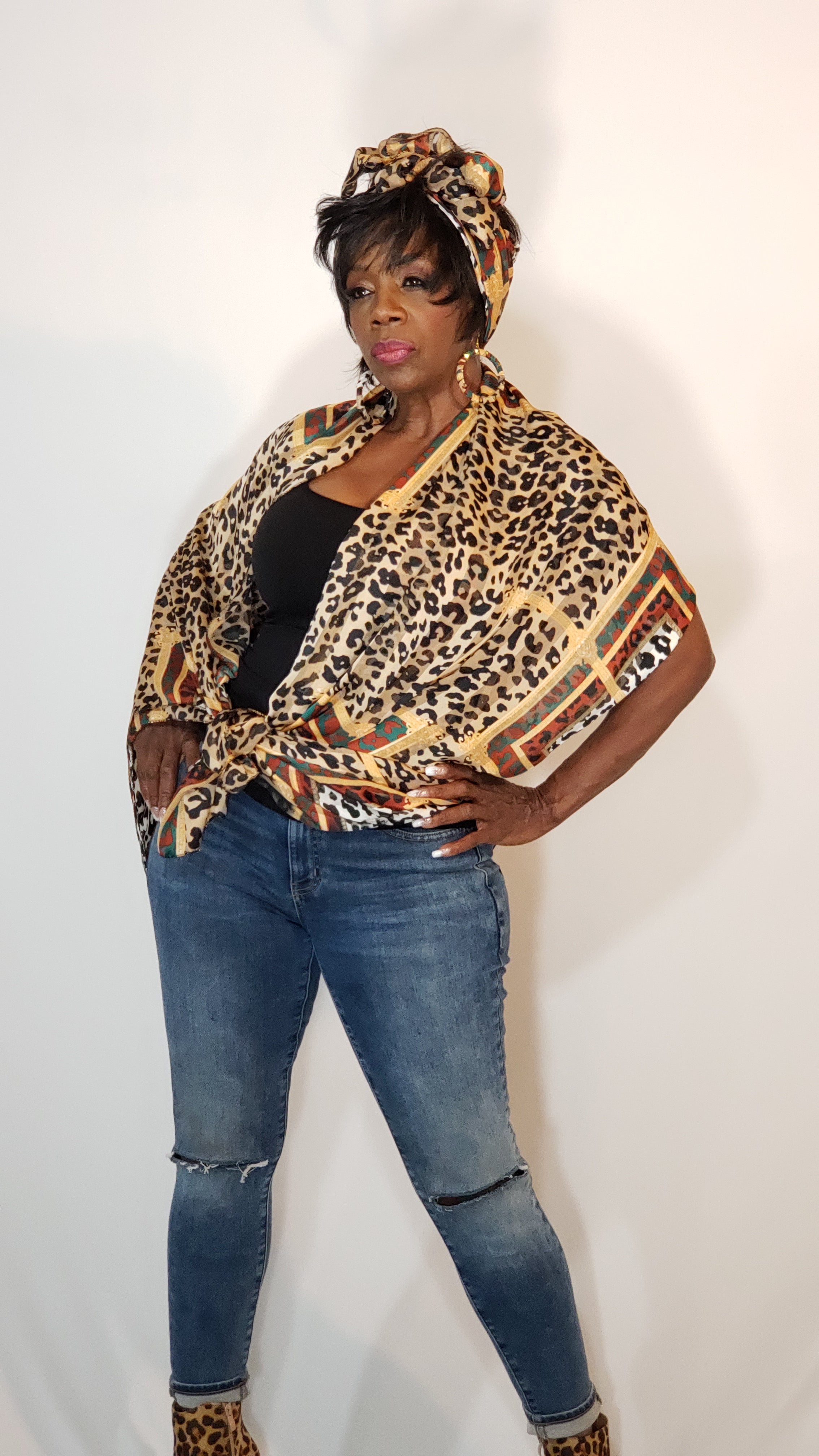Kimono- Leopard, Brown, Black