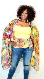 Load image into Gallery viewer, Kimono- Multi-Colored Orange, Purple, Pink, Black, Green
