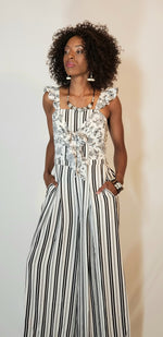 Load image into Gallery viewer, Jump Suit- Black &amp; White (Stripped)
