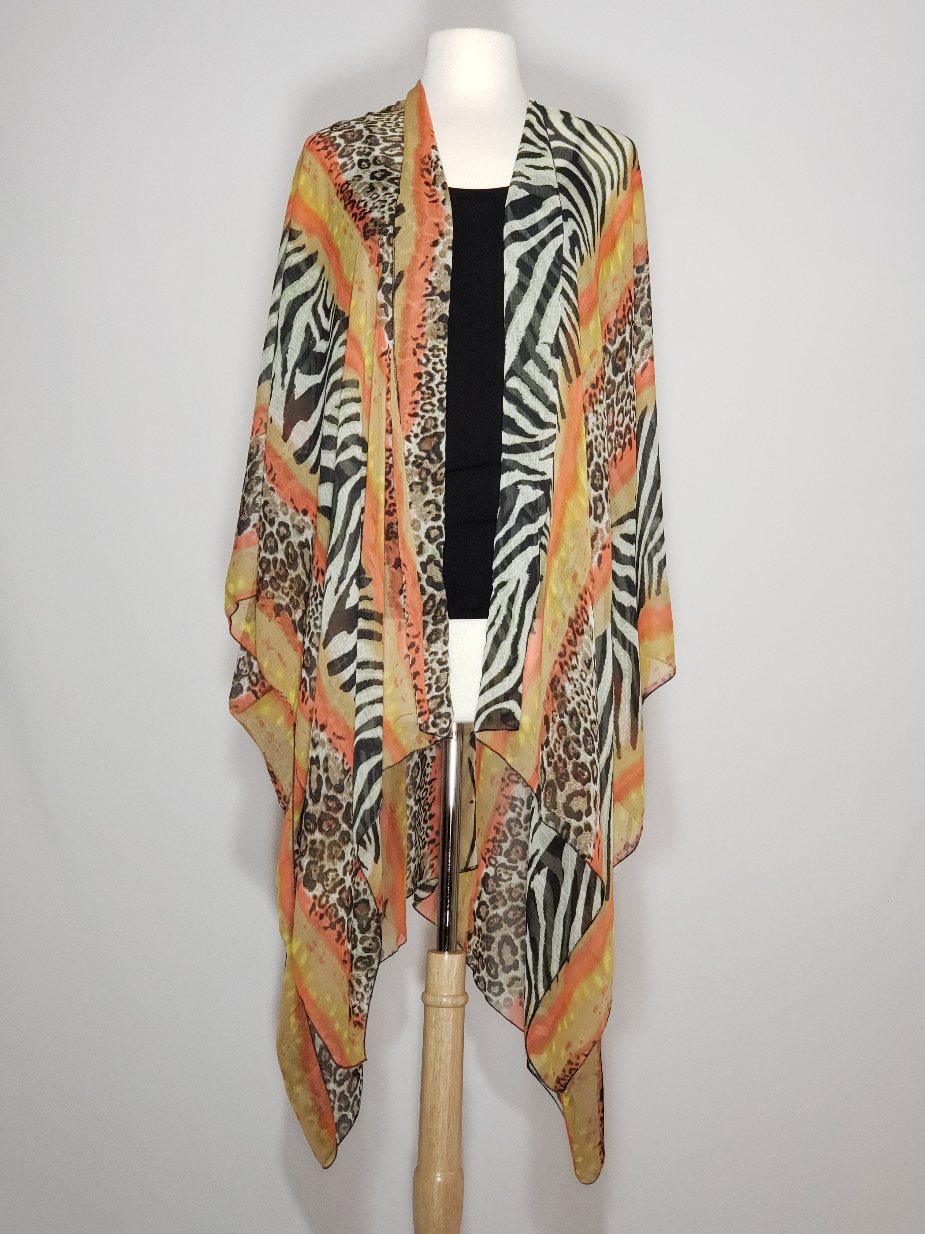Kimono- Zebra, Orange, Black