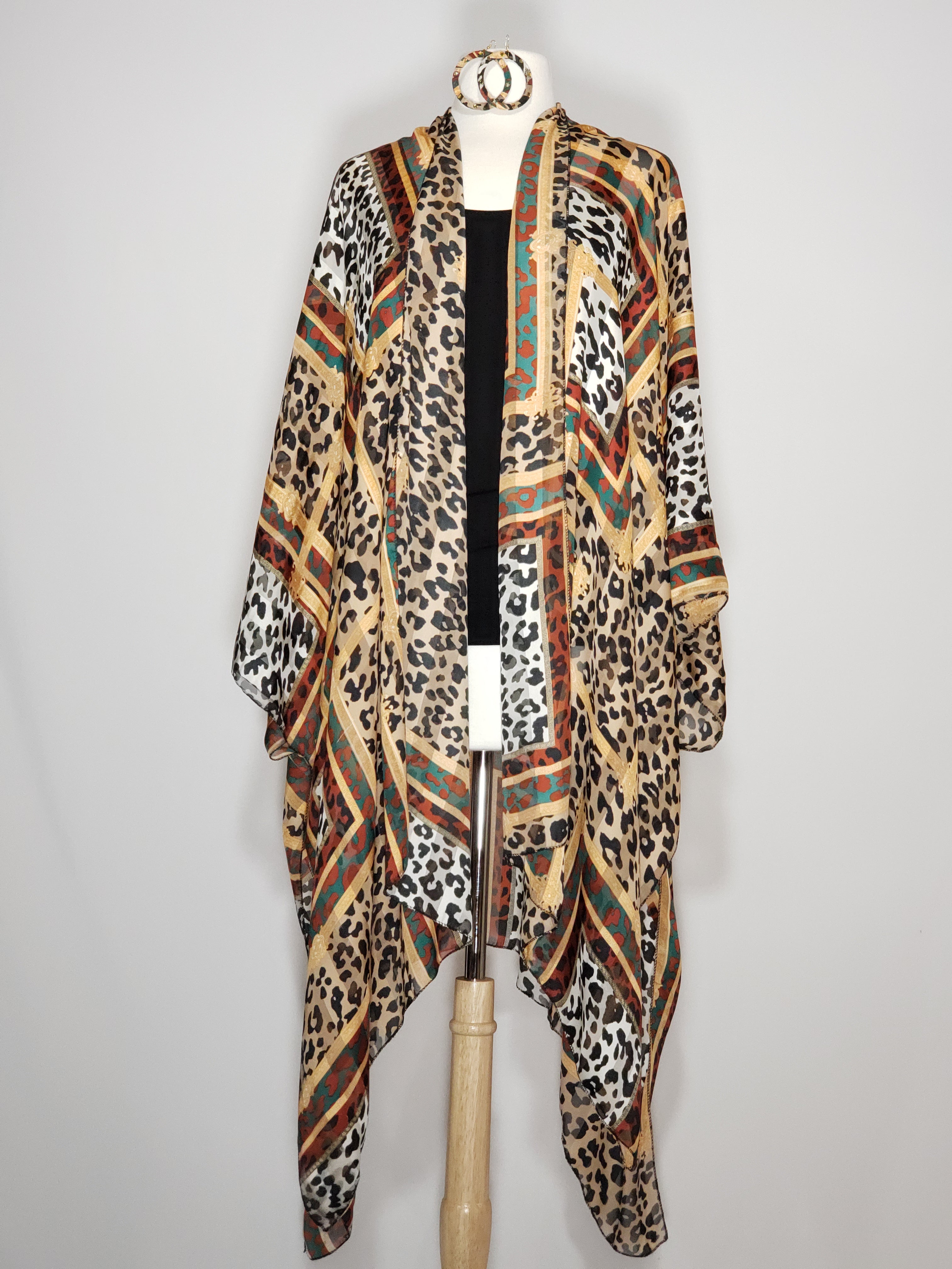 Kimono- Leopard, Brown, Black
