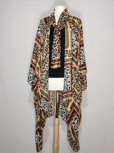 Kimono- Leopard, Brown, Black