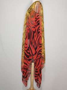 Kimono- Zebra, Red, Brown, Black