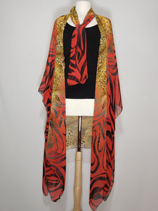 Kimono- Zebra, Red, Brown, Black