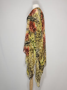Kimono- Leopard, Brown, Black, Orange