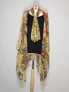 Kimono- Leopard, Brown, Black, Orange