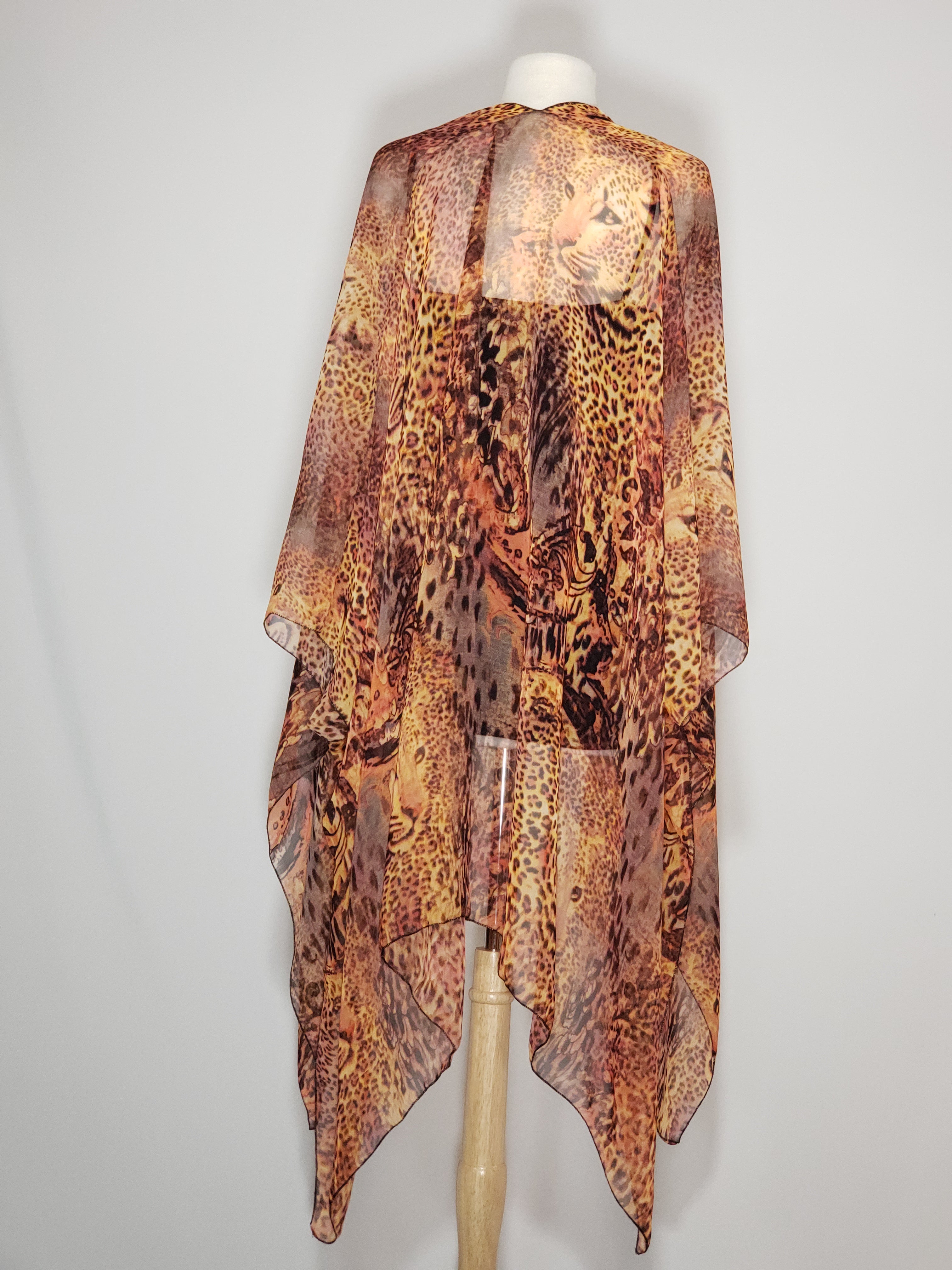 Kimono- Leopard, Brown, Orange