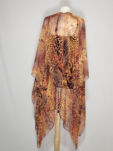 Kimono- Leopard, Brown, Orange