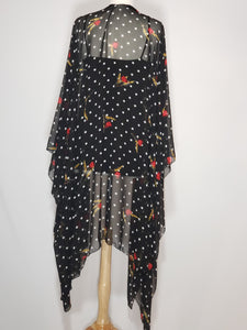 Kimono- Black W/ White Polka Dots
