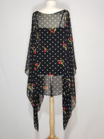 Load image into Gallery viewer, Sheer High Low- Black W/ White Polka Dots
