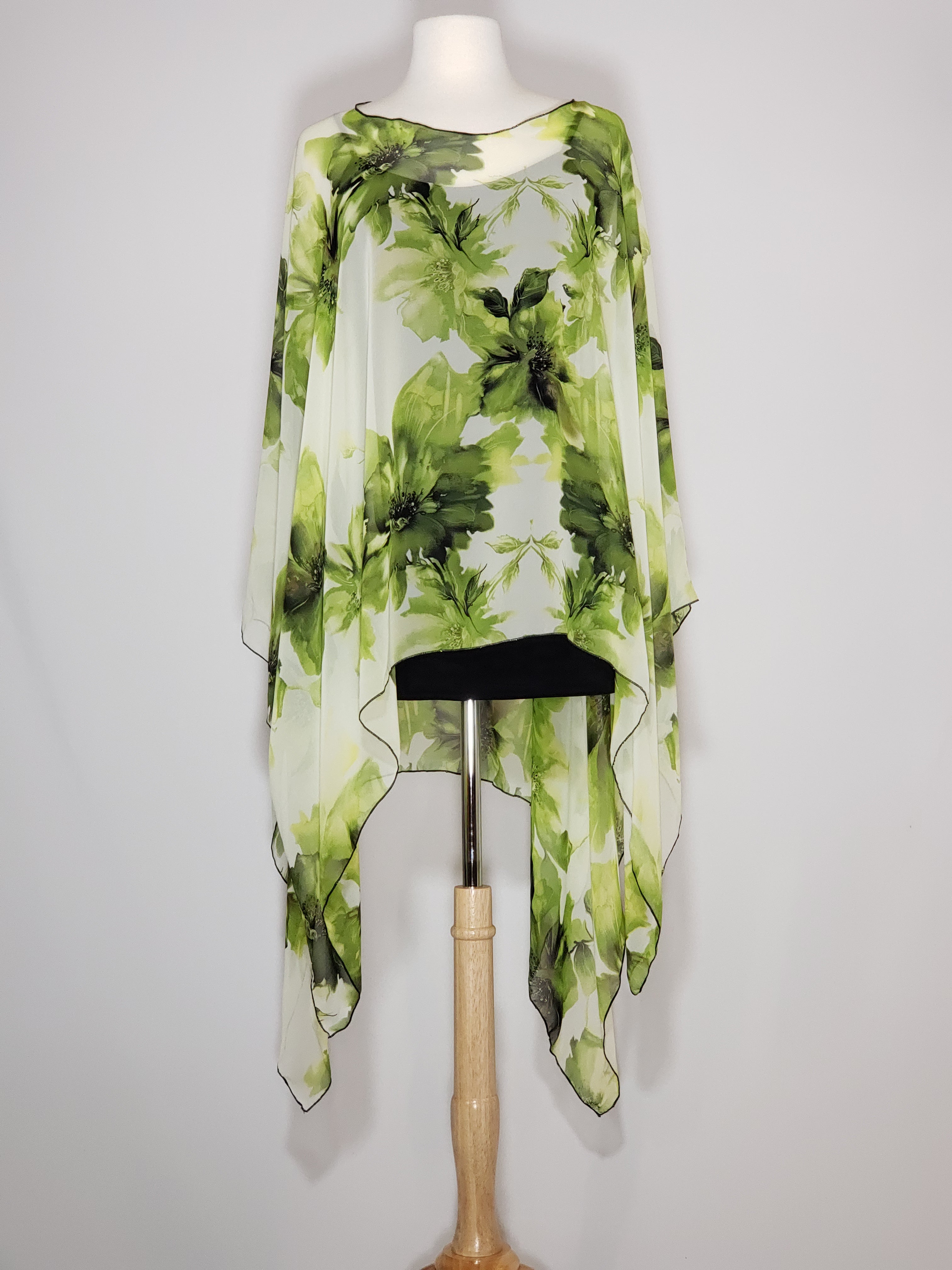 Sheer High Low- Green, Olive, Cream