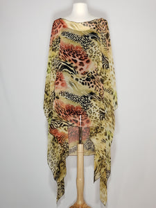 Sheer High Low- Leopard, Brown, Black, Orange