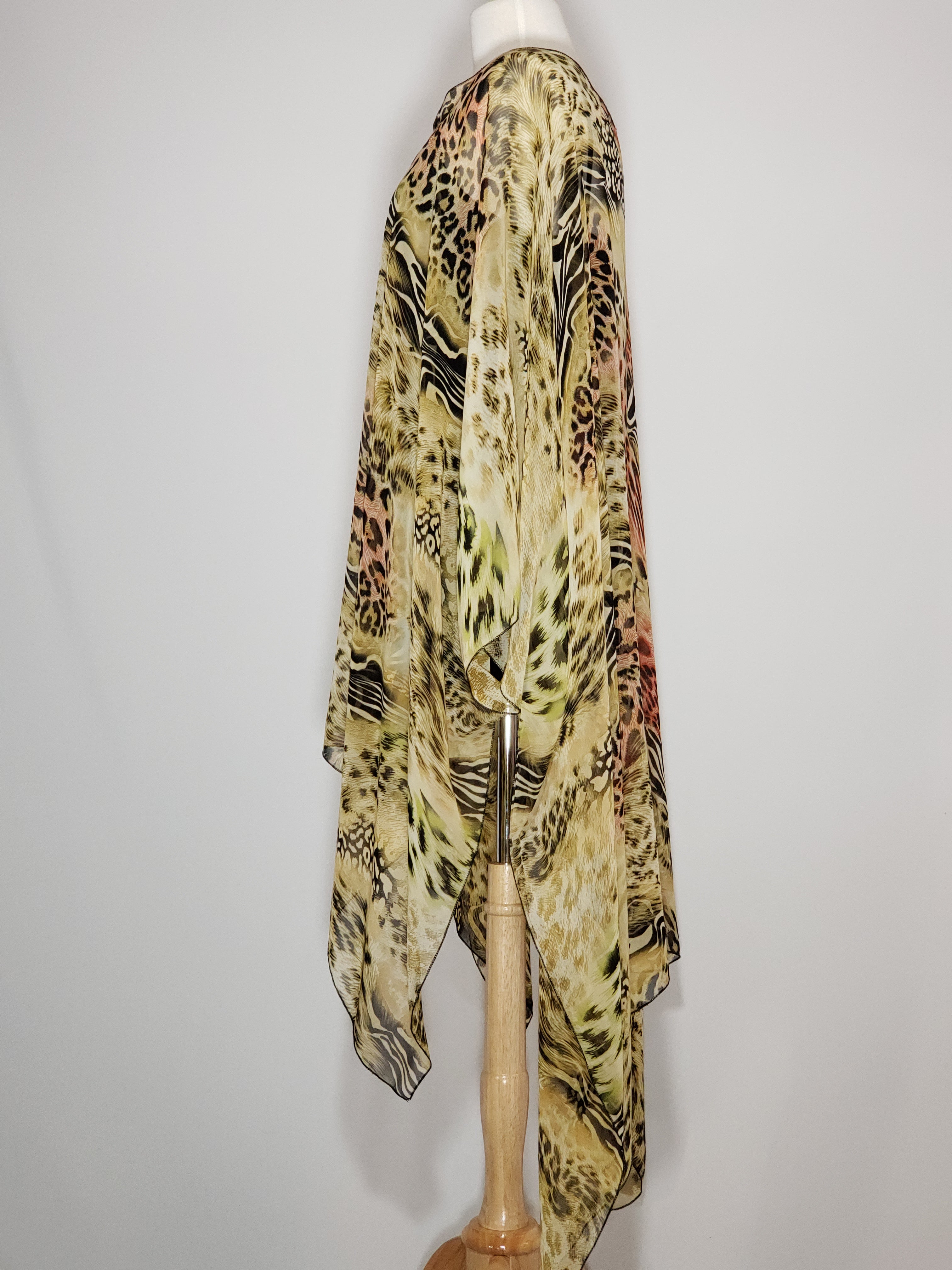 Sheer High Low- Leopard, Brown, Black, Orange