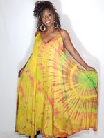 Load image into Gallery viewer, Tie Dye Maxi Dress- Yellow, Red, Green
