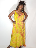 Load image into Gallery viewer, Tie Dye Maxi Dress- Yellow, Red, Green
