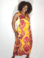 Load image into Gallery viewer, Tie Dye Racer Back Dress- Yellow, Maroon, Red
