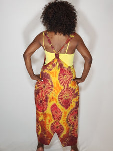 Tie Dye Racer Back Dress- Yellow, Maroon, Red