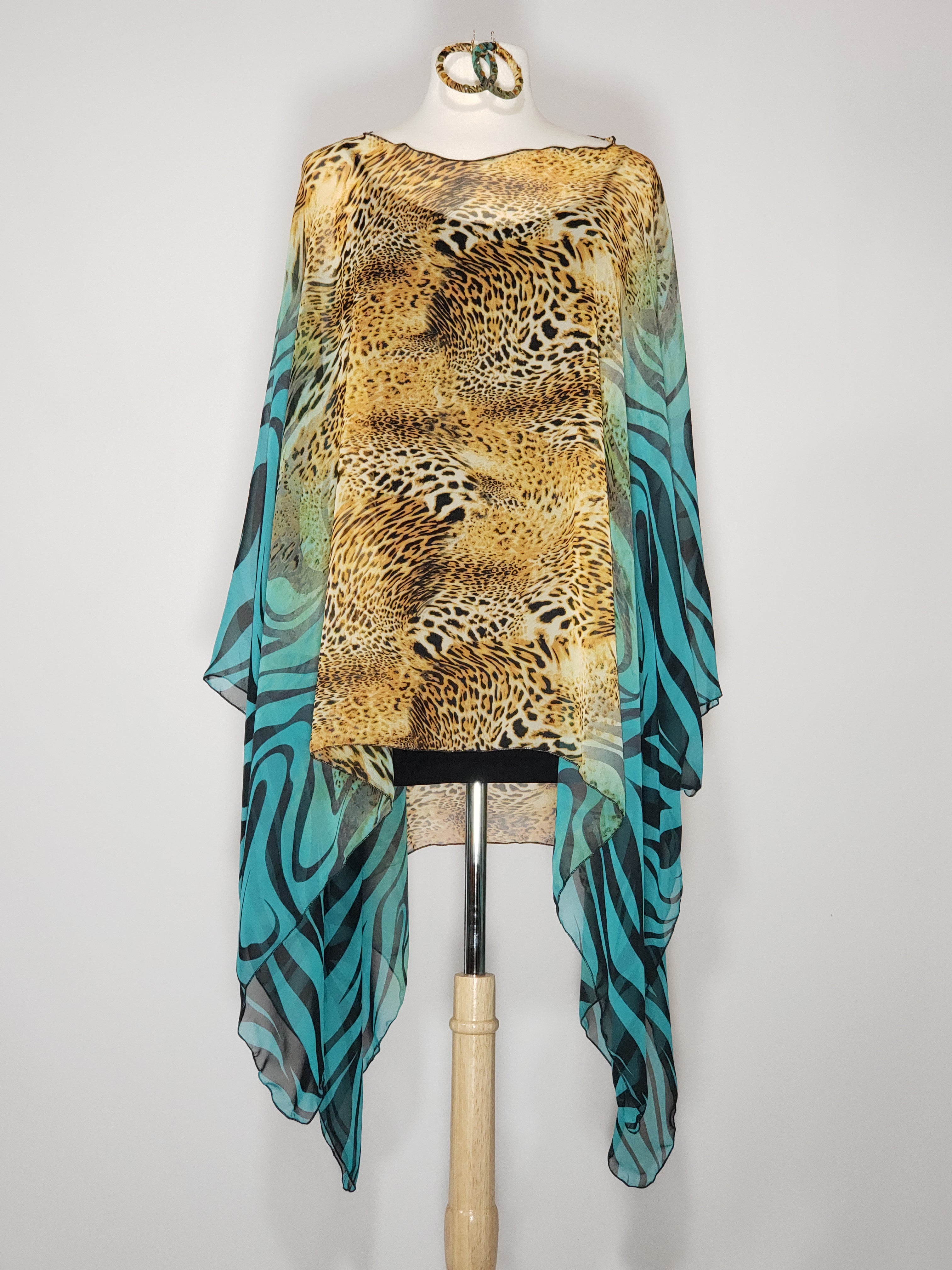 Sheer High Low- Zebra, Leopard, Black, Gold