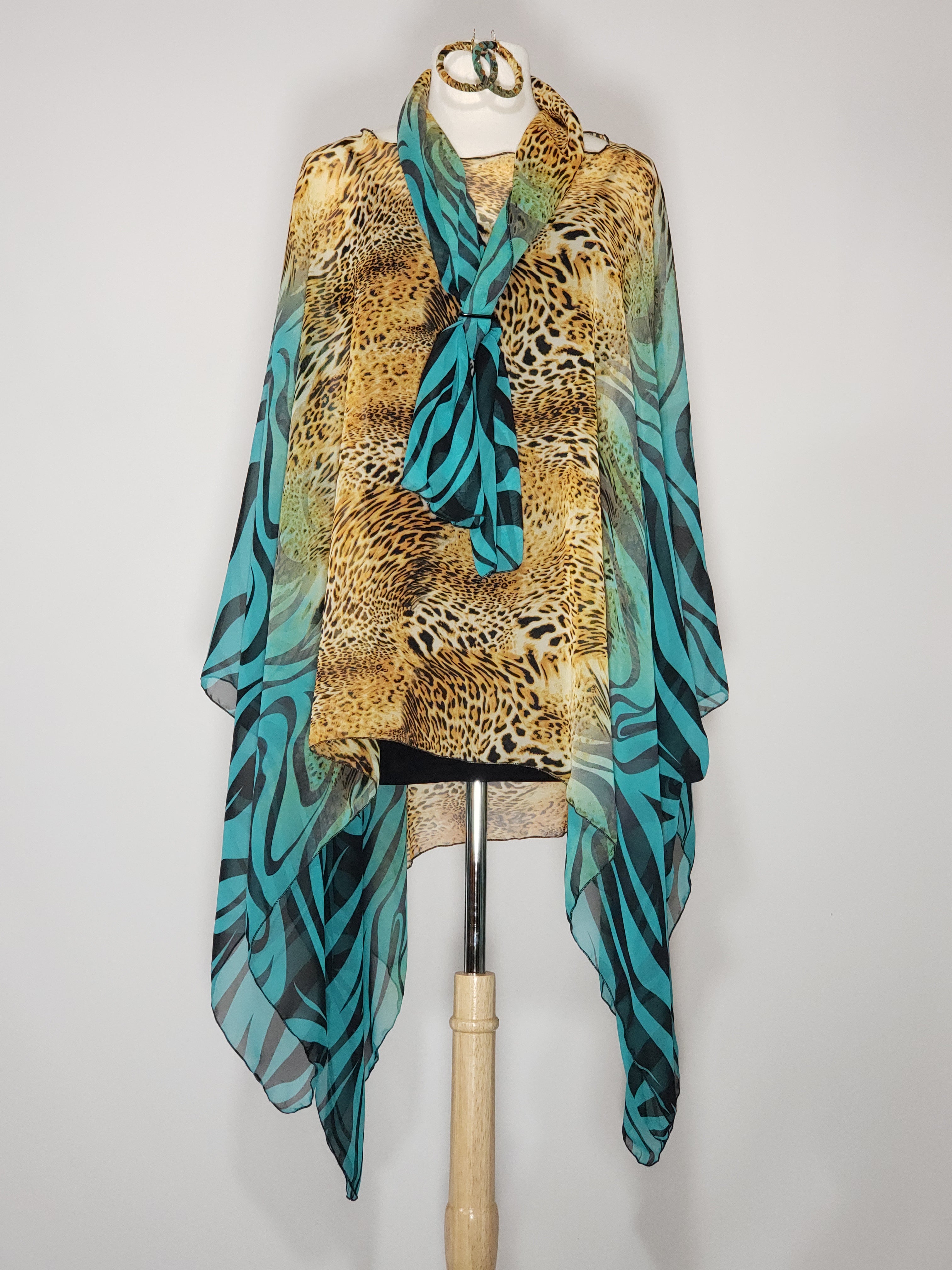Sheer High Low- Zebra, Leopard, Black, Gold
