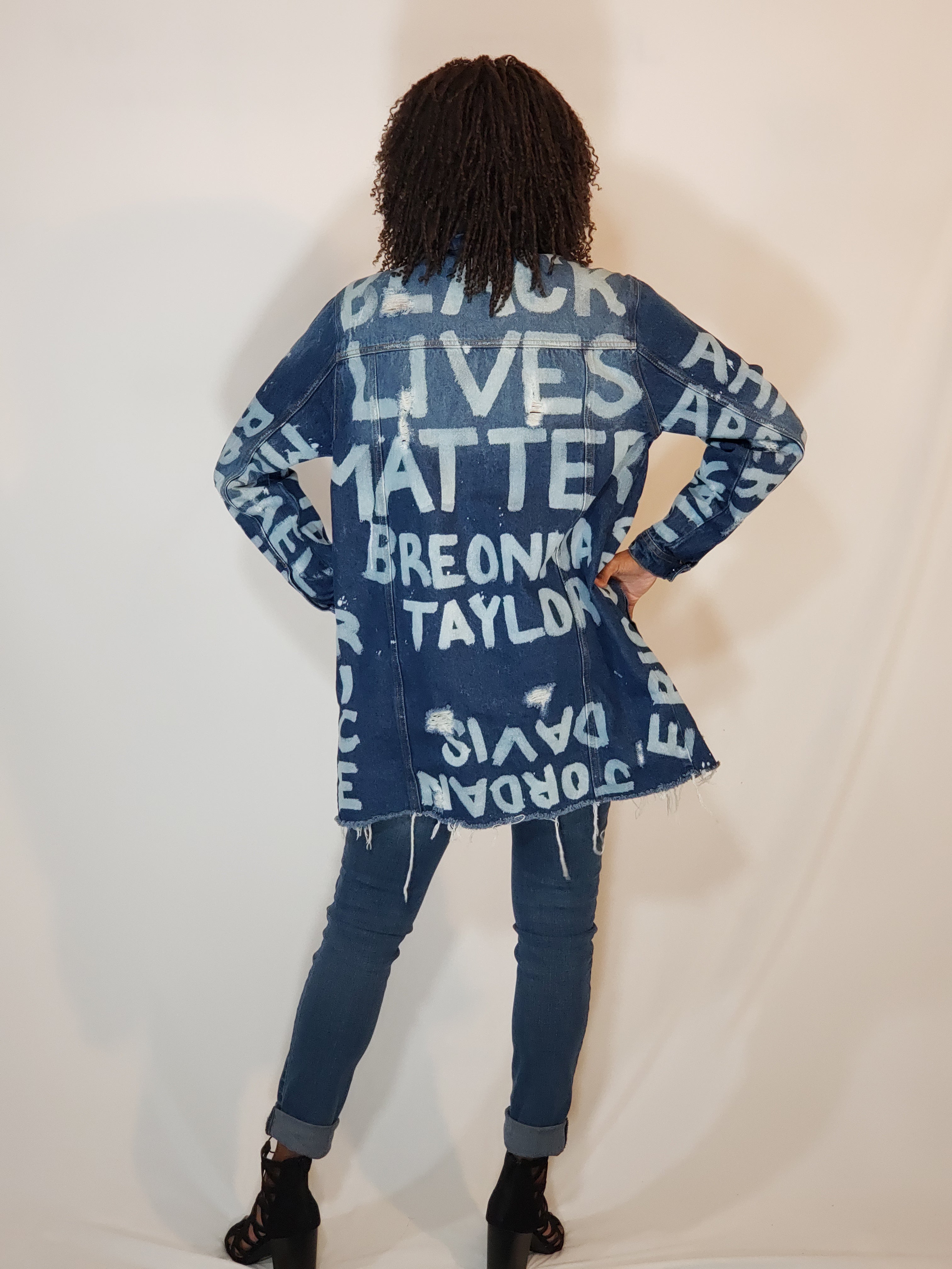 "BLACK LIVES MATTER" Hand Bleached Women's Denim Jacket