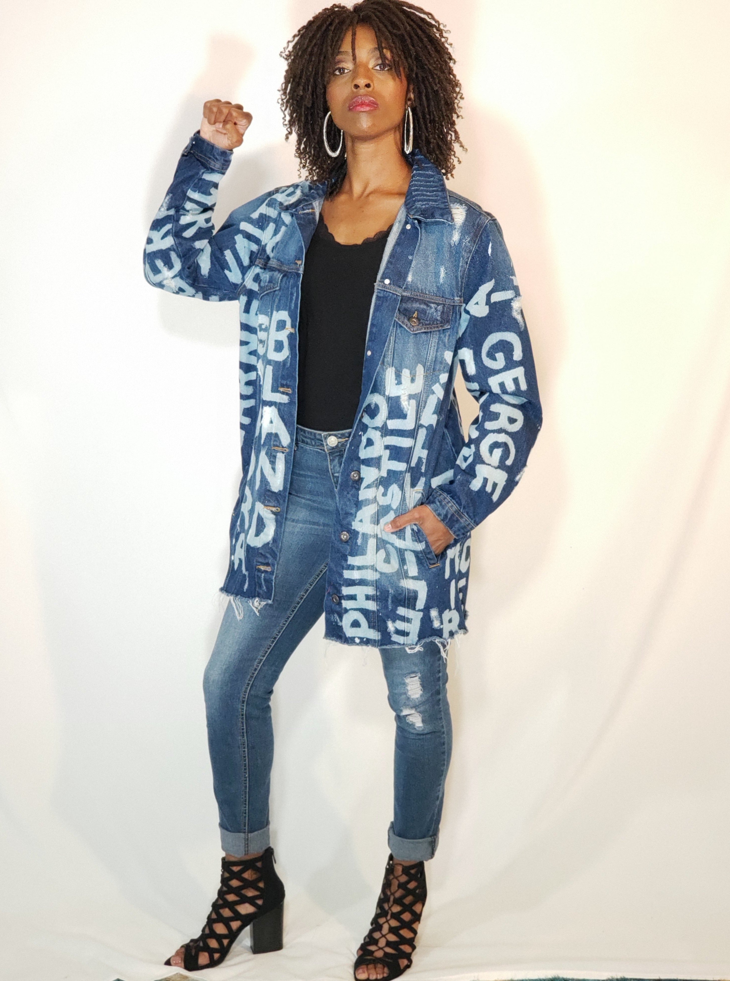 "BLACK LIVES MATTER" Hand Bleached Women's Denim Jacket