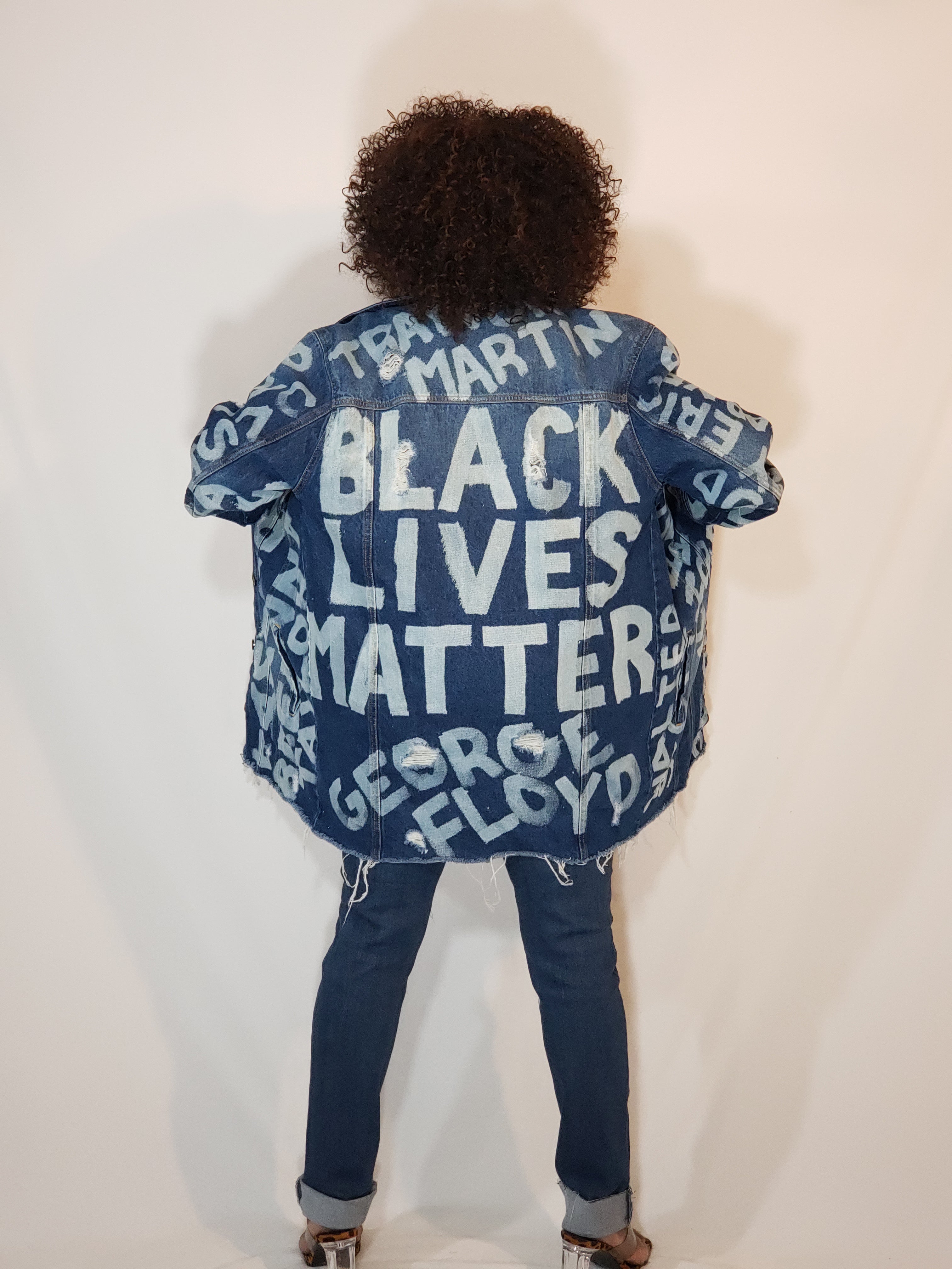 "BLACK LIVES MATTER" Hand Bleached Women's Denim Jacket