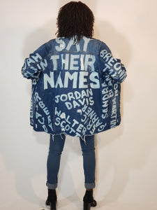 "SAY THEIR NAMES" Hand Bleached Women's Denim Jacket