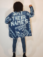 Load image into Gallery viewer, &quot;SAY THEIR NAMES&quot; Hand Bleached Women&#39;s Denim Jacket
