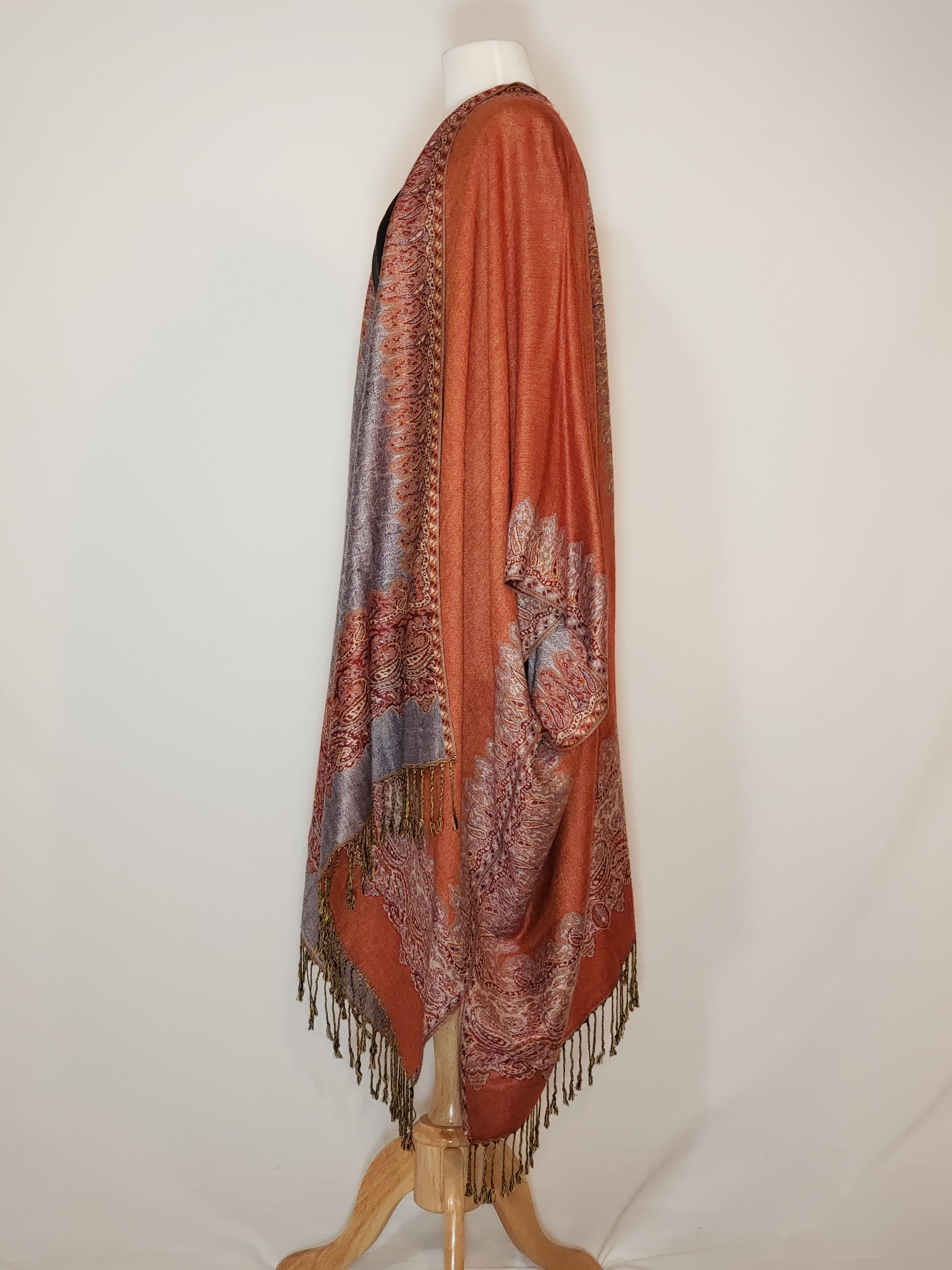 Rust & Grey Paisley V-Wrap