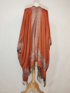 Rust & Grey Paisley V-Wrap