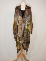 Load image into Gallery viewer, Brown, Beige &amp; Gold Floral V-Wrap
